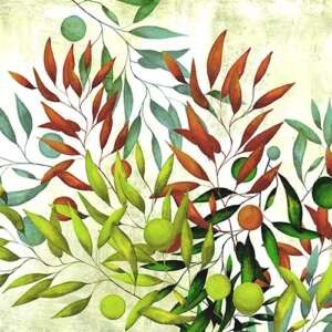 Yo2 MY1.04.2 GL Misty Soul - mural z motywem liści i owoców na betonowym tle