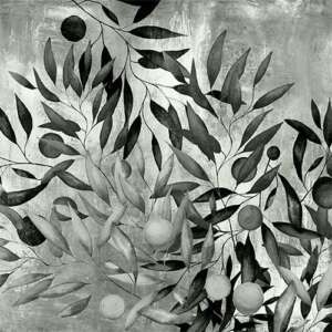 Yo2 MY1.04.3 GL Misty Soul - mural z motywem liści i owoców na betonowym tle