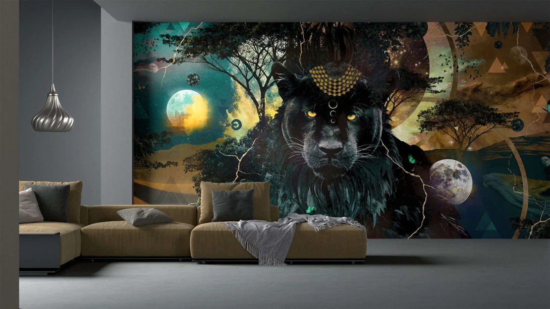 Yo2 SP1.04.2 GL Sphere - mural z motywem pantery, lasu i księżyca