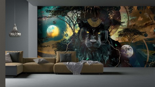 Yo2 SP1.04.2 GL Sphere - mural z motywem pantery, lasu i księżyca