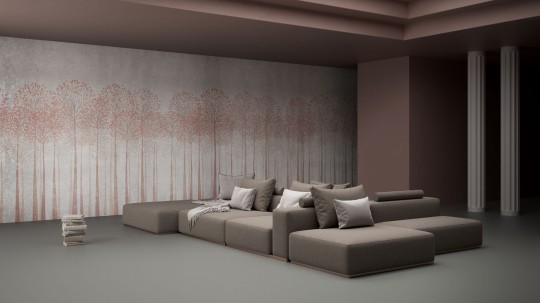 Yo2 DR1.01.2 GL / ES Decorum - mural z motywem drzew na betonowym tle