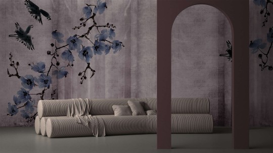 Yo2 EF1.07.1 GL Essence Forms - mural z motywem czerwonych kwiatów i ptaków