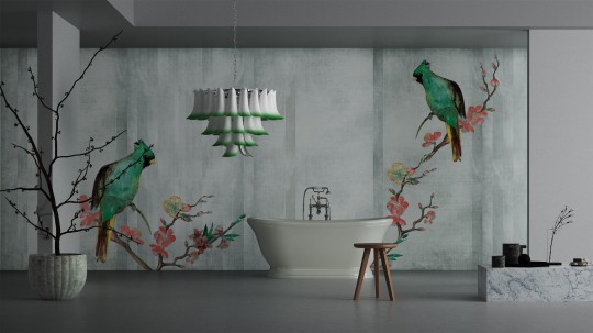 Yo2 EF1.05.1 GL Essence Forms - mural z motywem kolorowych ptaków i kwiecistych gałązek
