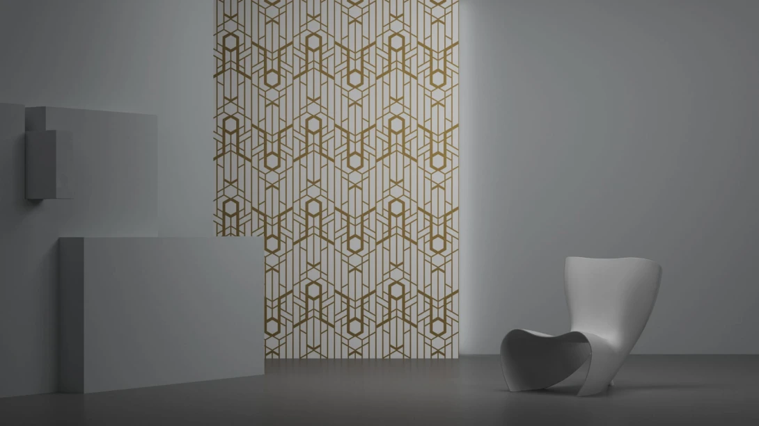 Yo2 MS1.07 MB Mold Stencils - mural geometryczny w metalicznych kolorach