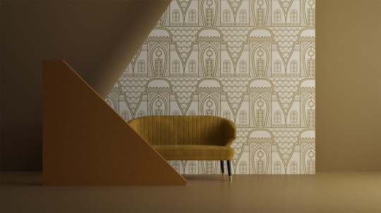 Yo2 MS1.02 SG Mold Stencils - mural geometryczny w metalicznych kolorach