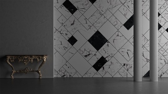 Yo2 CI1.03.2 FF Cast Icons - marmurowy mural z motywem prostokątów i kwadratów