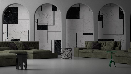 Yo2 CI1.05.2 FF Cast Icons - marmurowy mural z motywem prostokątów i kwadratów