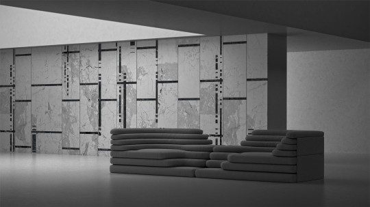 Yo2 CI1.09.2 FF Cast Icons - marmurowy mural z motywem prostokątów i kwadratów