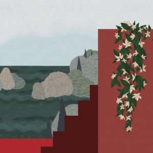 Yo2 JA1.01.1 FF Jasmin - mural z wodą, kamieniami i kwiatami