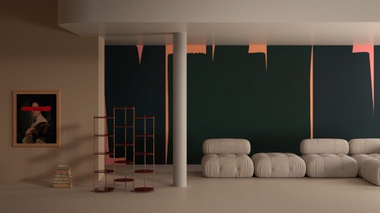 Yo2 IB1.01.2 FF In Between - mural z liniami pionowymi i geometrycznym kształtem