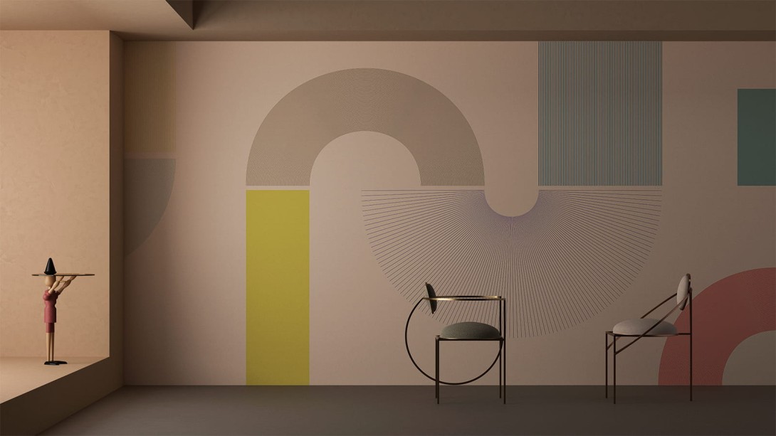 Yo2 CN1.01.3 GL Contour - mural z motywem zawijanych pasów