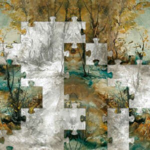 Yo2 B1.14.1 FF Ritual - mural z motywem lasu i puzzli