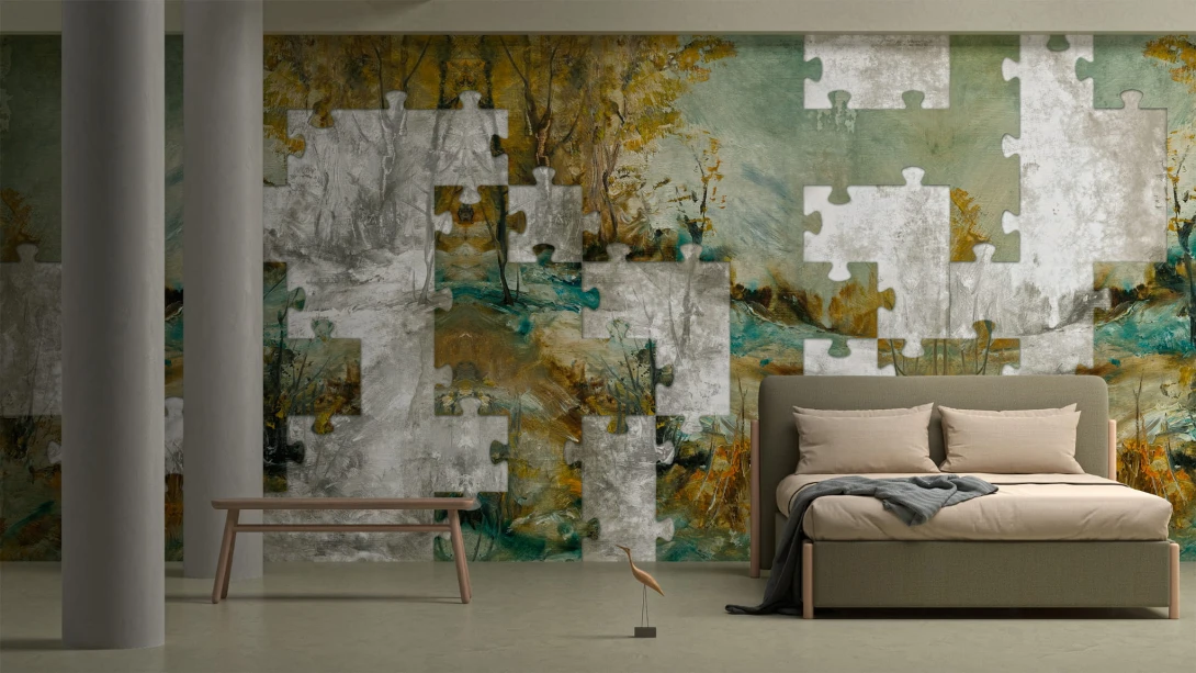 Yo2 B1.14.1 FF Ritual - mural z motywem lasu i puzzli