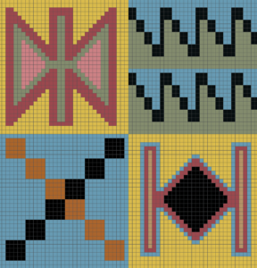 Yo2 AZ1.01.1 FF Azteco - geometryczny mural w kolorowe symbole