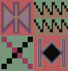 Yo2 AZ1.01.2 FF Azteco - geometryczny mural w kolorowe symbole