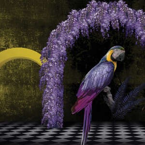 Yo2 FA1.03.1 FF/GL Fantasmagoria - mural z motywem papugi, łuku i kwiecistych drzew