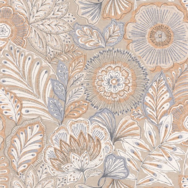 Casadeco 88151925 Bali Batik Beige Ficelle - tapeta w egzotyczne kwiaty i liście