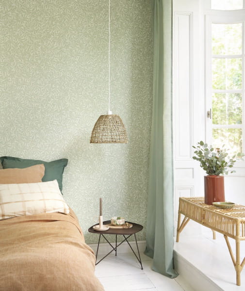 Casadeco 88172539 Bali Bambu Jaune Safran - tapeta w liście bambusa