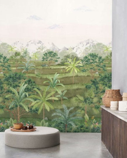 Casadeco 88207204 Bali Riziere Vert Canopee L - mural z krajobrazem pola ryżowego