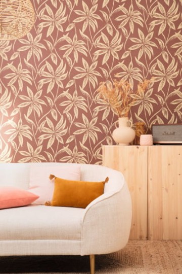 Caselio 103702020 L’epopee Paradisio Safran - tapeta w liście palmy