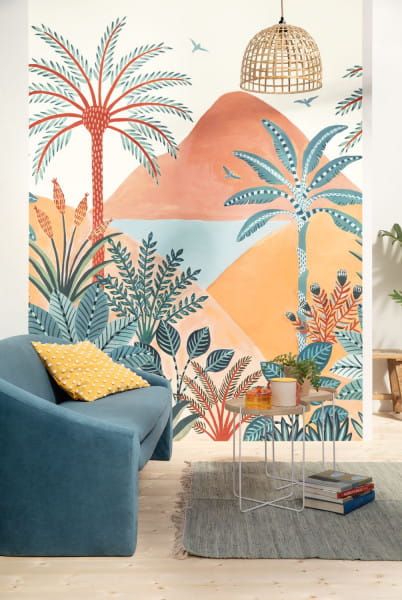 Caselio 103753404 L’epopee Viree Tropicale Multicouleurs L - mural z motywem egzotycznego krajobrazu