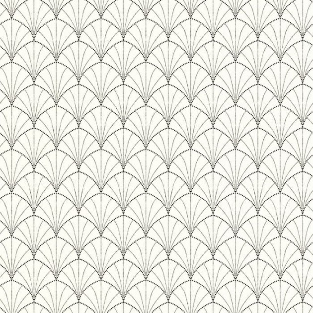 Caselio 103820932 Golden Age Edgar Blanc Noir - tapeta geometryczna w stylu art-deco