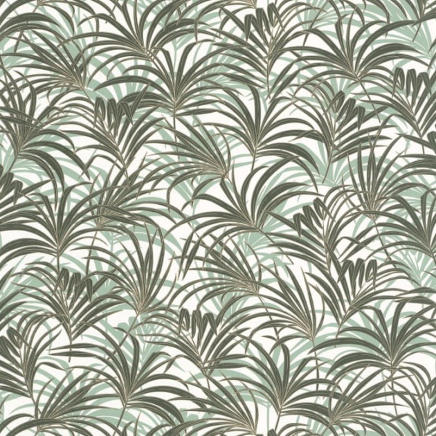 Caselio 103807738 Golden Age Richard Vert Eucalyptus Or - tapeta w liście palmy
