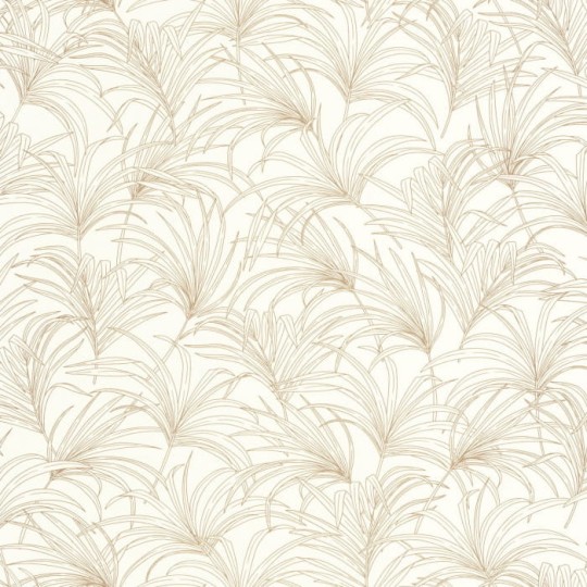 Caselio 103802014 Golden Age Richard Blanc Or - tapeta w liście palmy