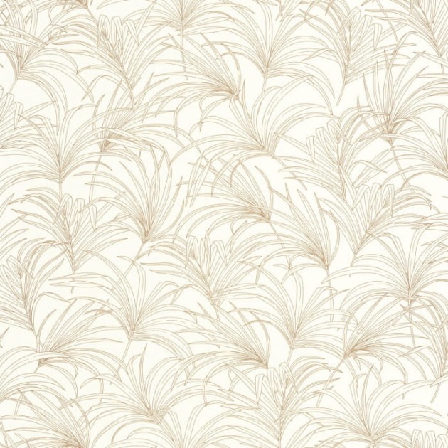 Caselio 103802014 Golden Age Richard Blanc Or - tapeta w liście palmy