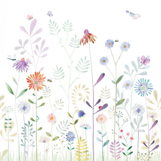 Casadeco 88287204 Once Upon A Time The Garden Small World With Snail rozmiar L - mural łąka
