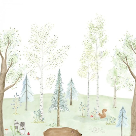 Casadeco 88227305 Once Upon A Time The Enchanted Forest With Bear rozmiar S - mural leśne zwierzątka