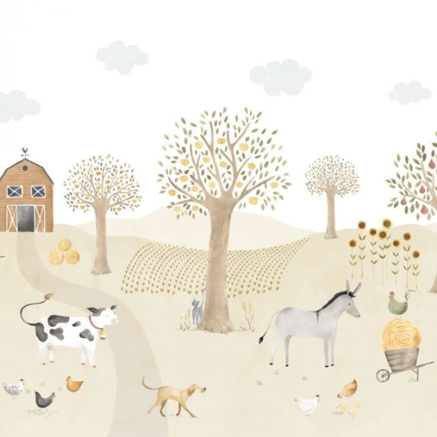 Casadeco 88567710 Once Upon A Time The Farm Adventures Full rozmiar S - mural z krajobrazem podwórka farmy