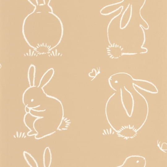Casadeco 88381887 Once Upon A Time Funny Bunny Beige Camel - tapeta z króliczkami