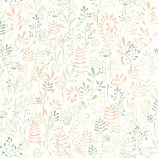 Casadeco 88327742 Once Upon A Time Wild Garden Vert Amande - tapeta z motywem ogrodu i kwiatów
