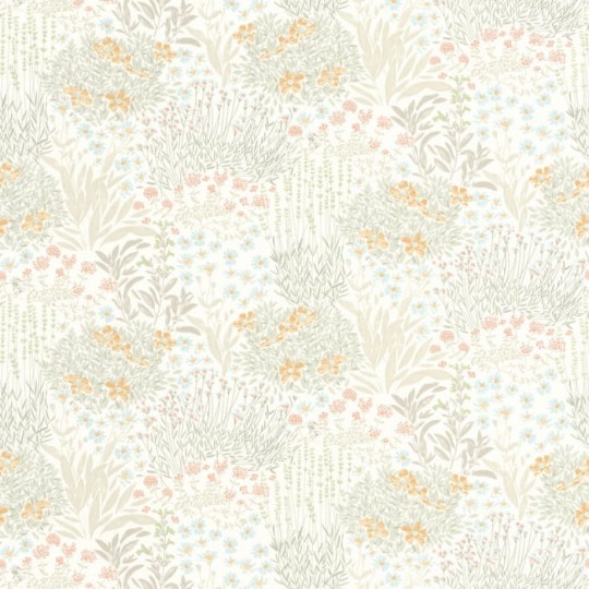Casadeco 88307403 Once Upon A Time Flowered Grove Vert Amande - tapeta z motywem ogrodu i kwiatów