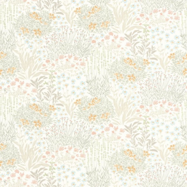 Casadeco 88307403 Once Upon A Time Flowered Grove Vert Amande - tapeta z motywem ogrodu i kwiatów