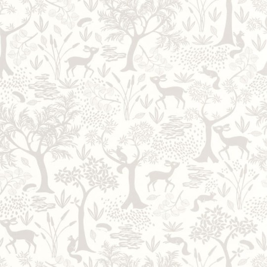 Casadeco 88269400 Once Upon A Time Poetic Forest Gris Duvet - tapeta z motywem lasu i zwierzątek
