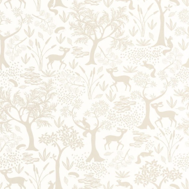 Casadeco 88261157 Once Upon A Time Poetic Forest Naturel - tapeta z motywem lasu i zwierzątek