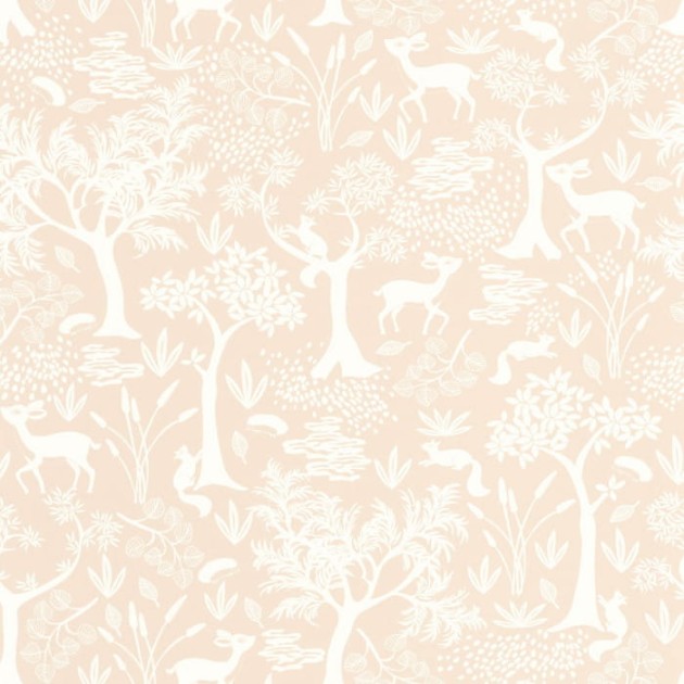 Casadeco 88264232 Once Upon A Time Poetic Forest Rose Nude - tapeta z motywem lasu i zwierzątek