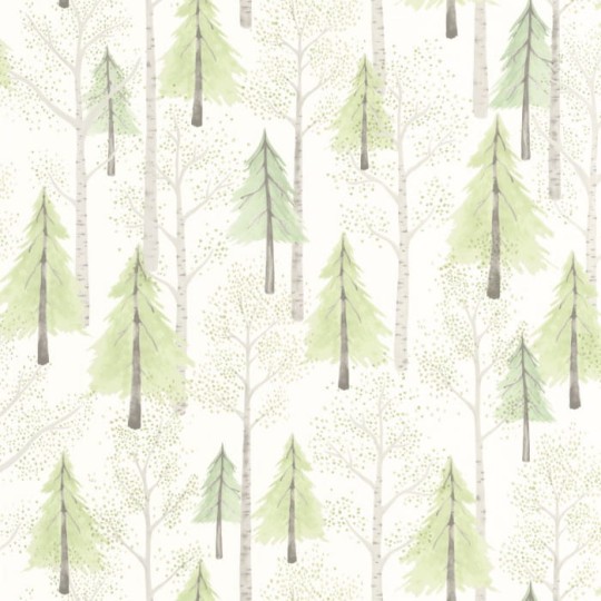Casadeco 88247356 Once Upon A Time Walk In The Forest Vert Amande - tapeta las