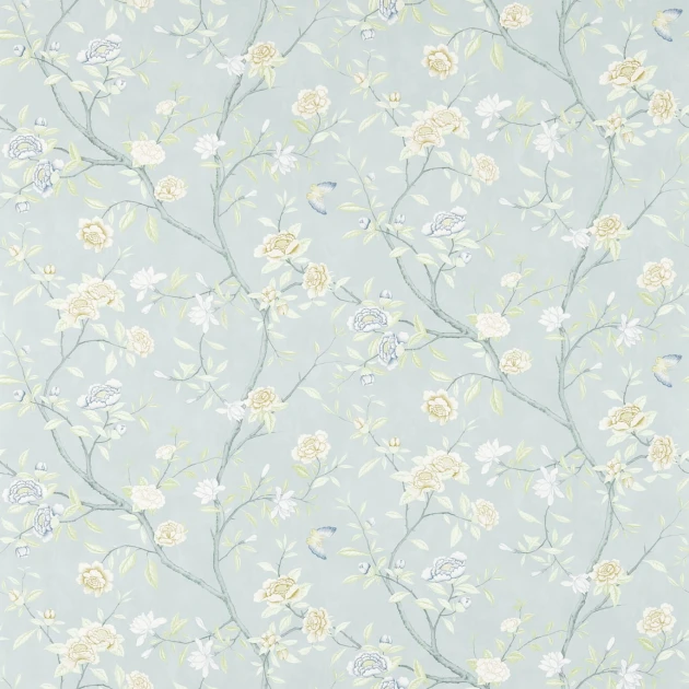 Zoffany NTP06002 Cotsworld Manor NOSTELL PRIORY BLUE / IVORY - tapeta z motywem pnącej róży