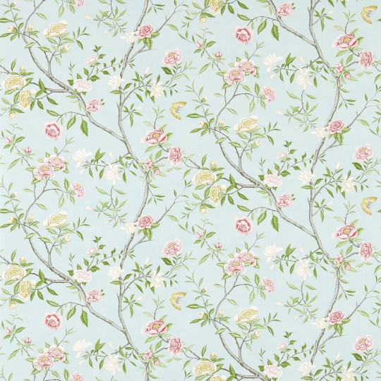 Zoffany NTP06004 Cotsworld Manor NOSTELL PRIORY SKY / PINK - tapeta z motywem pnącej róży