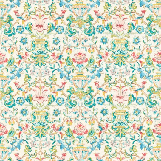 Zoffany 313017 Cotsworld Manor POMPADOUR Other Colourways - tapeta z motywem akwarelowych ptaków, gałęzi i kwiatów