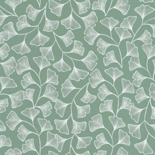 Caselio 103917493 Green & Co Osaka Vert De Gris - tapeta w liście miłorzębu