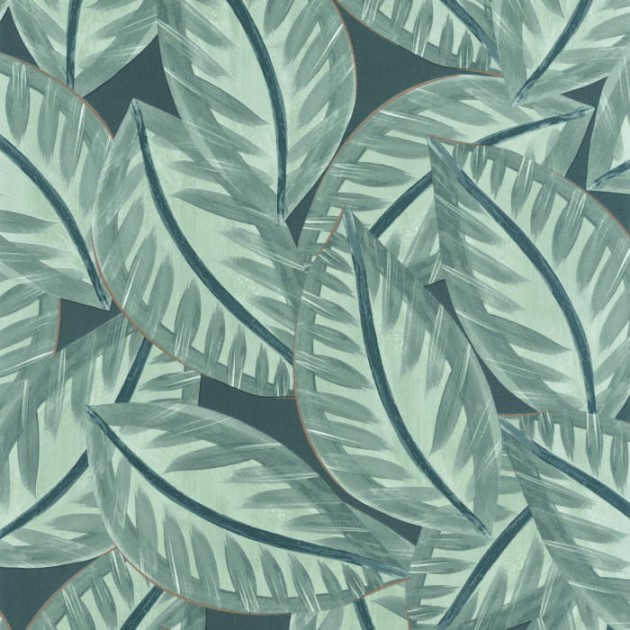 Caselio 103907703 Green & Co Caracas Vert Sapin - tapeta w liście