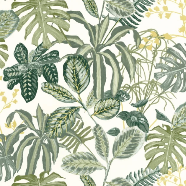 Caselio 103897067 Green & Co Grasse Manaus Vert Mousse - tapeta w liście