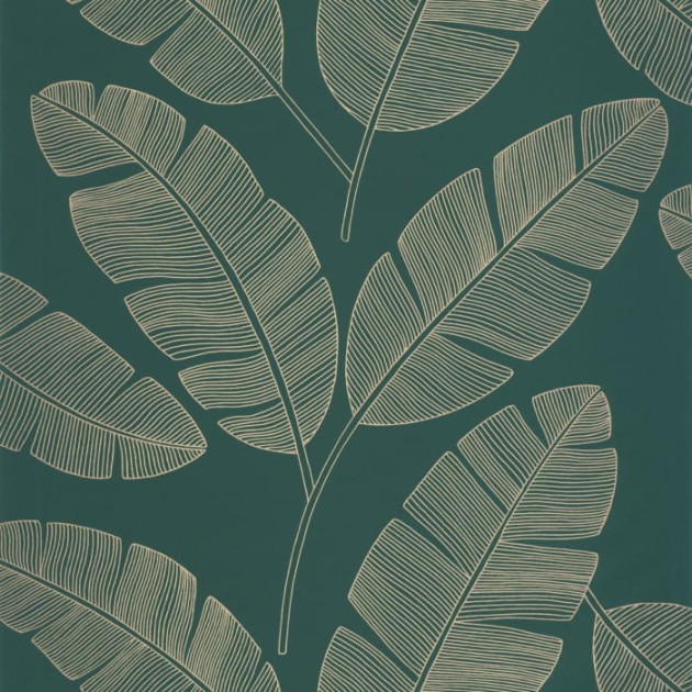 Caselio 101107251 Green & Co Moonlight Banana Tree Vert Sapin - tapeta w liście bananowca