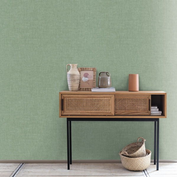 Caselio 68520000 Green & Co Linen Uni Blanc - tapeta imitująca len
