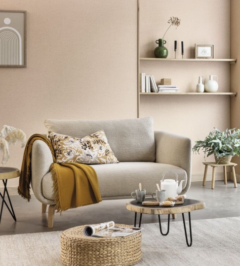 Caselio 104012320 Uni Jute Uni Mat Gazelle - tapeta imitująca naturalną tkaninę