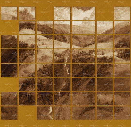 Wall&Deco WET_FB2202 Forest Bathing Wet System - mural geometryczny z krajobrazem zimowego lasu